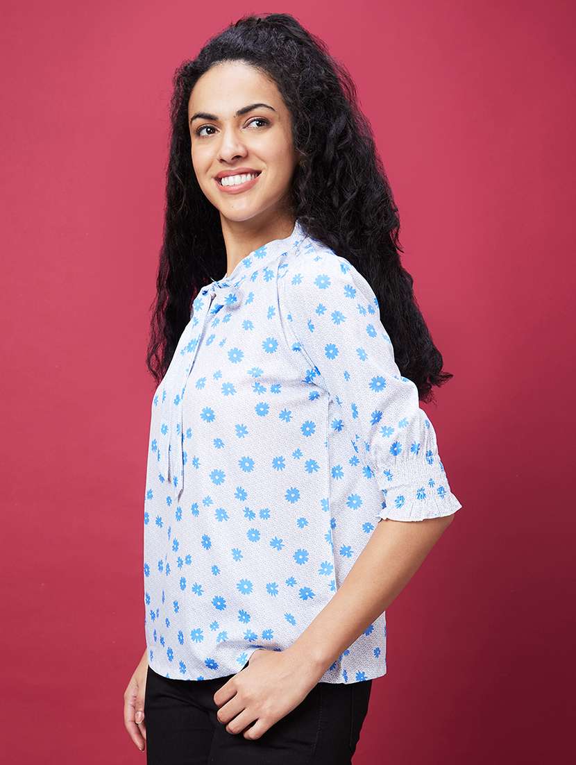 white floral printed regular top - 20600255 -  Standard Image - 1