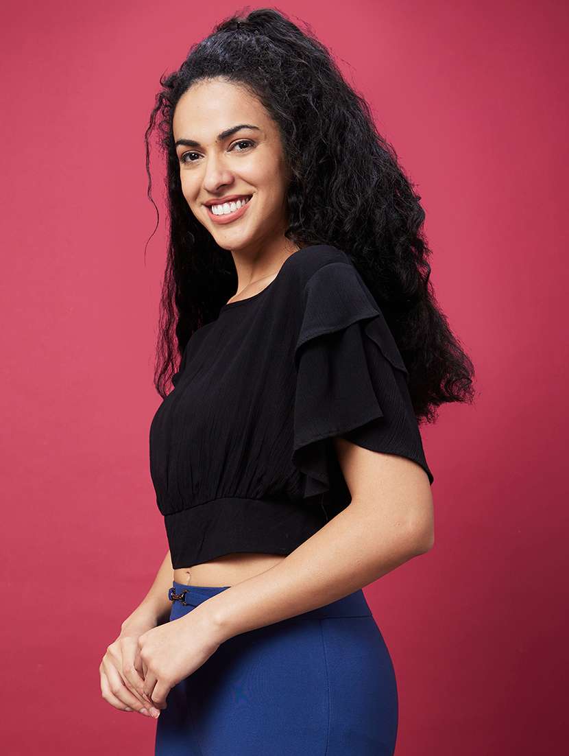 black solid crop top - 20600260 -  Standard Image - 1