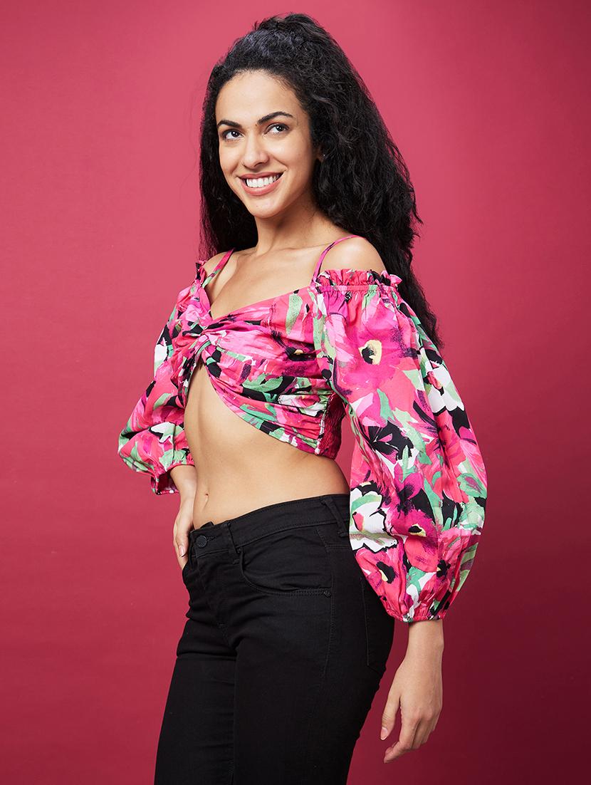 pink printed crop top - 20600266 - Standard Image - 1