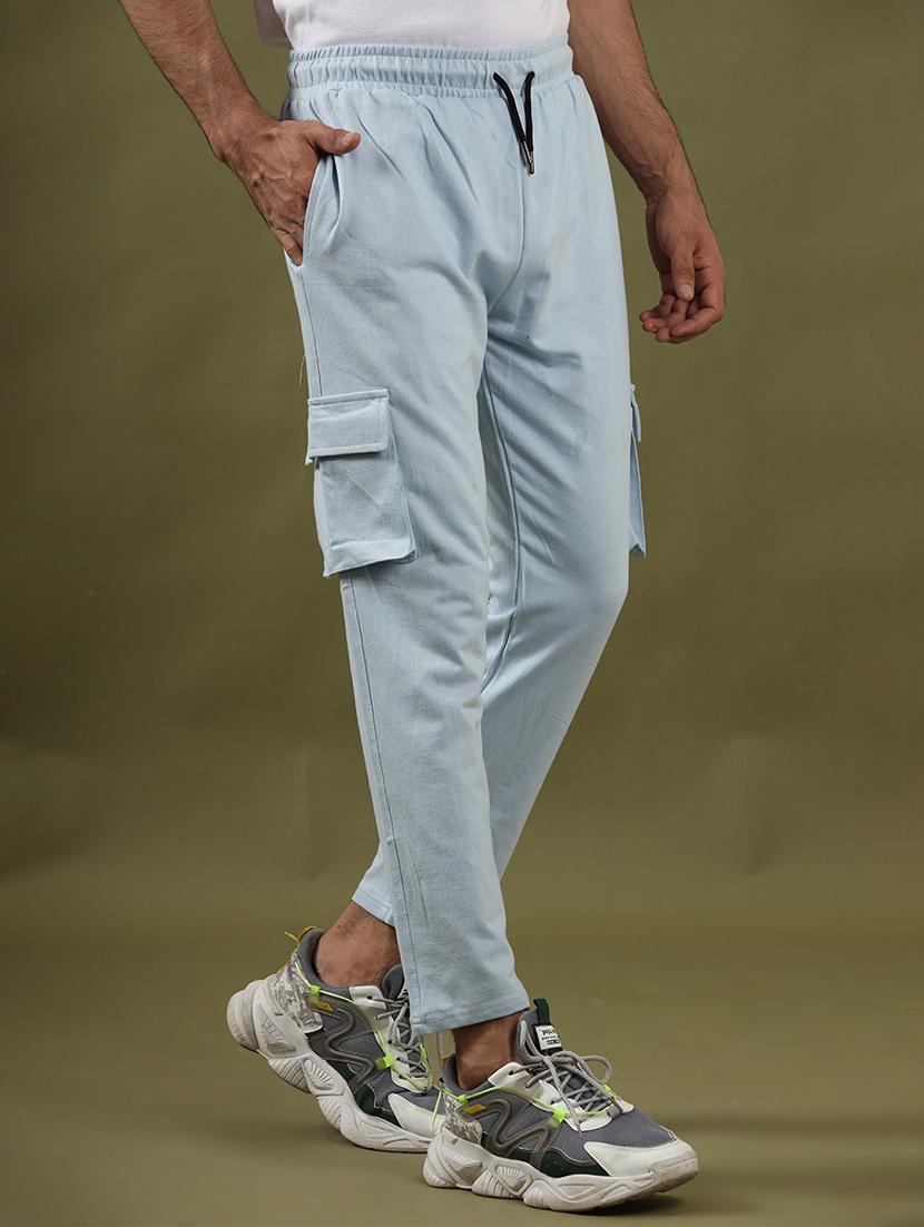men purist blue solid ankle length track pants - 20600812 - Standard Image - 1