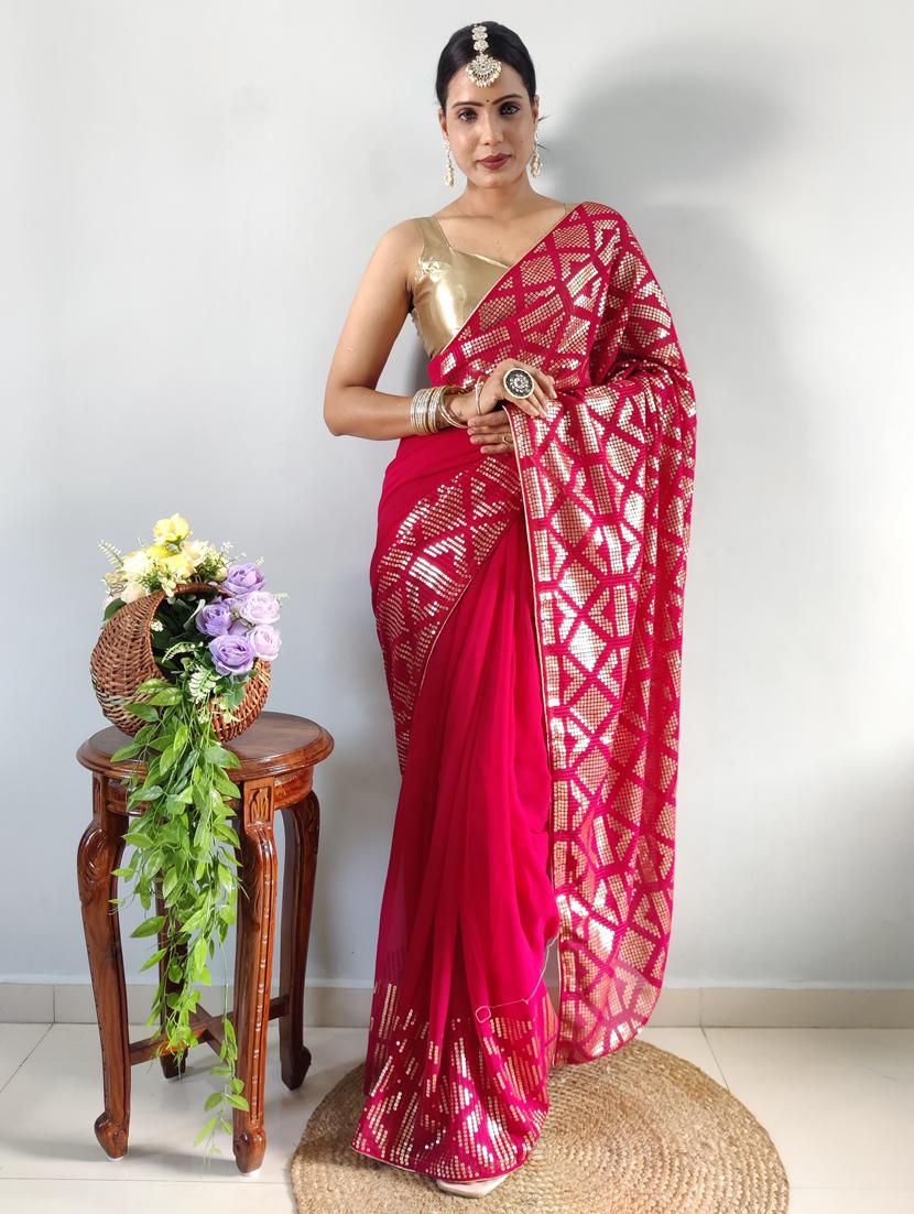 women sequined saree with blouse - 20601248 - Standard Image - 1