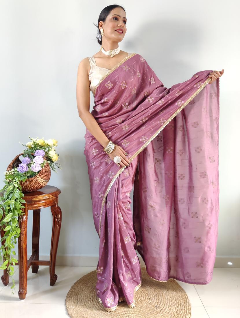 women bandhani printed saree with blouse - 20601254 -  Standard Image - 1
