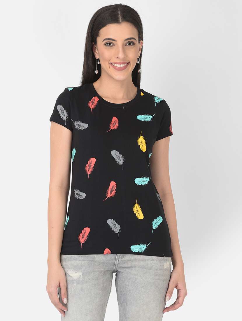 women all over print round neck t-shirt