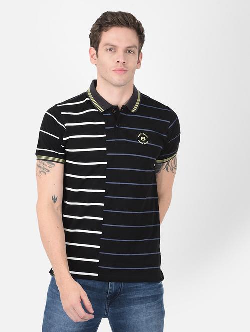 men black stripes polo neck t-shirt - 20601422 -  Standard Image - 0