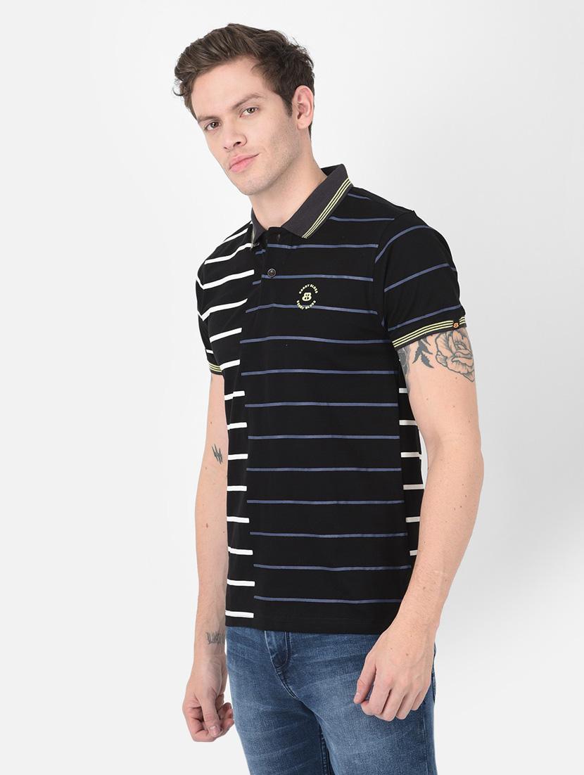 men black stripes polo neck t-shirt - 20601422 -  Standard Image - 1