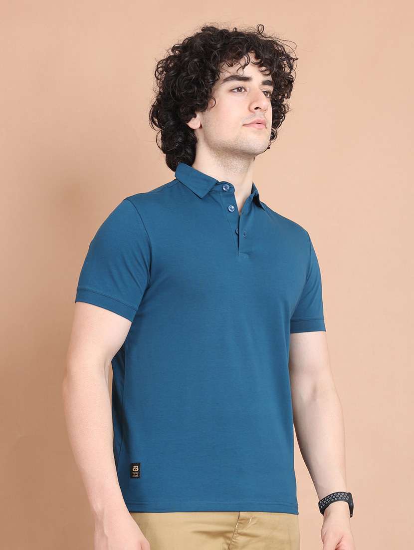teal plain short sleeve t-shirt - 20601466 -  Standard Image - 1