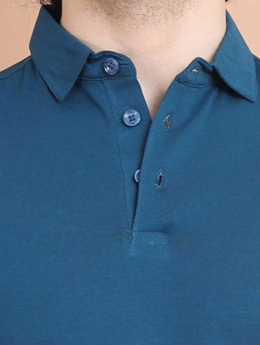 teal plain short sleeve t-shirt - 20601466 -  Standard Image - 4