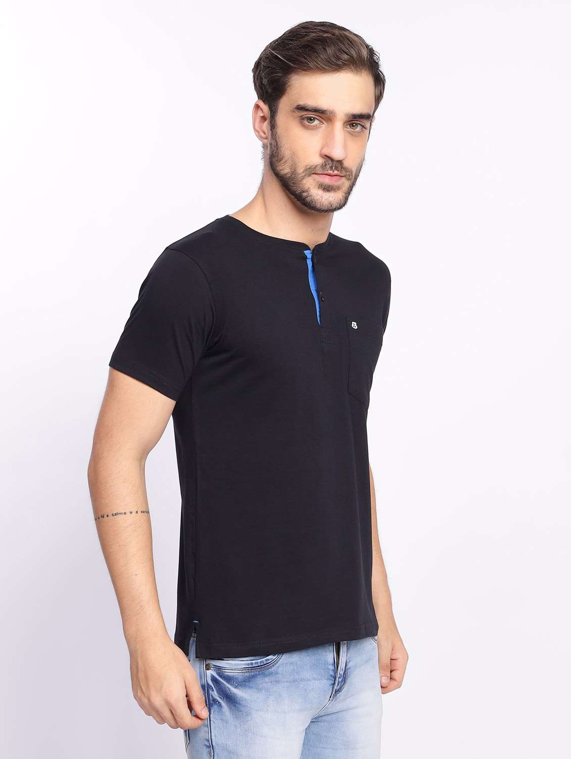 black plain short sleeve t-shirt - 20601478 - Standard Image - 1