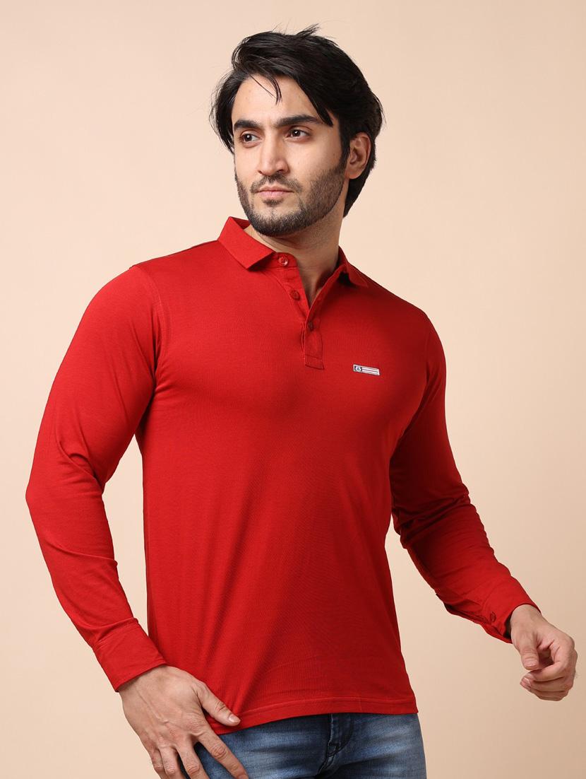red plain long sleeve t-shirt - 20601480 - Standard Image - 1