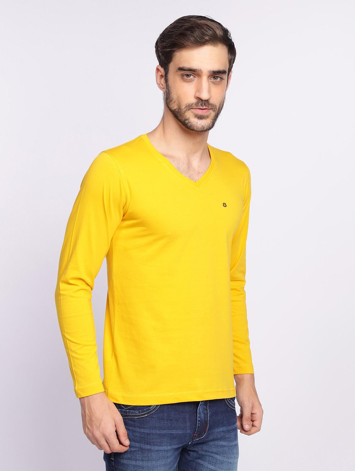 yellow plain long sleeve t-shirt - 20601482 - Standard Image - 1