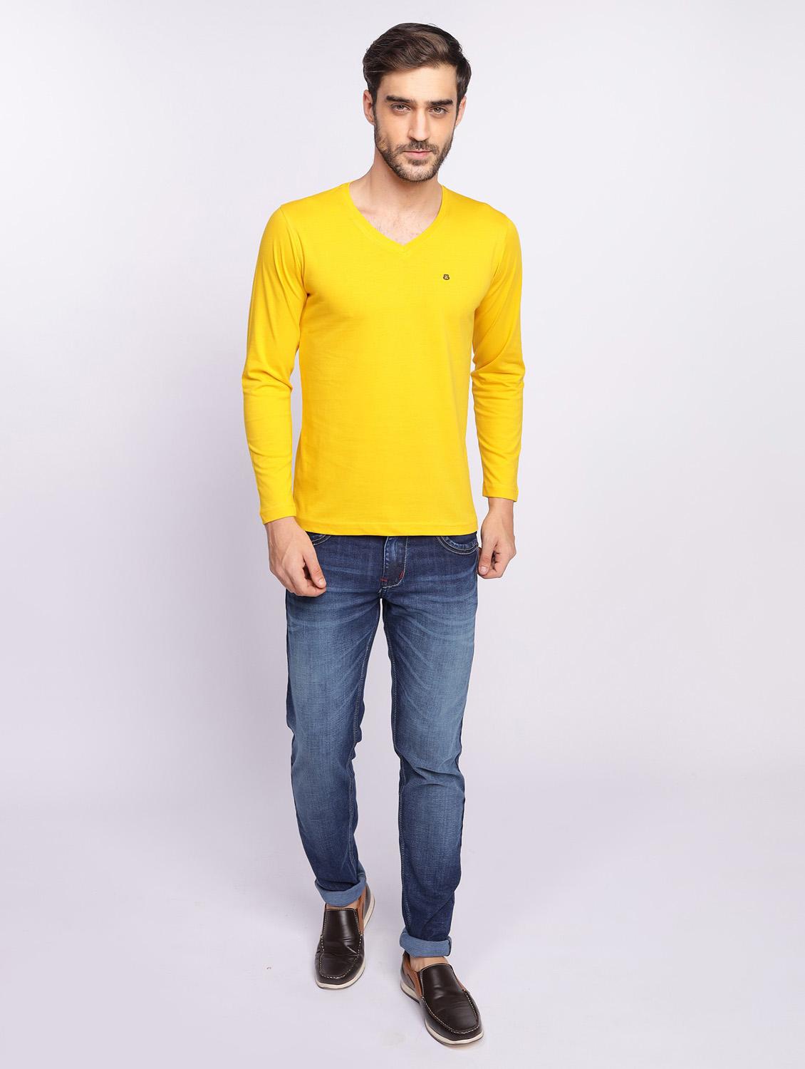 yellow plain long sleeve t-shirt - 20601482 - Standard Image - 4