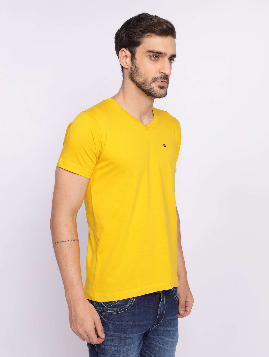 yellow plain short sleeve t-shirt - 20601484 -  Standard Image - 1