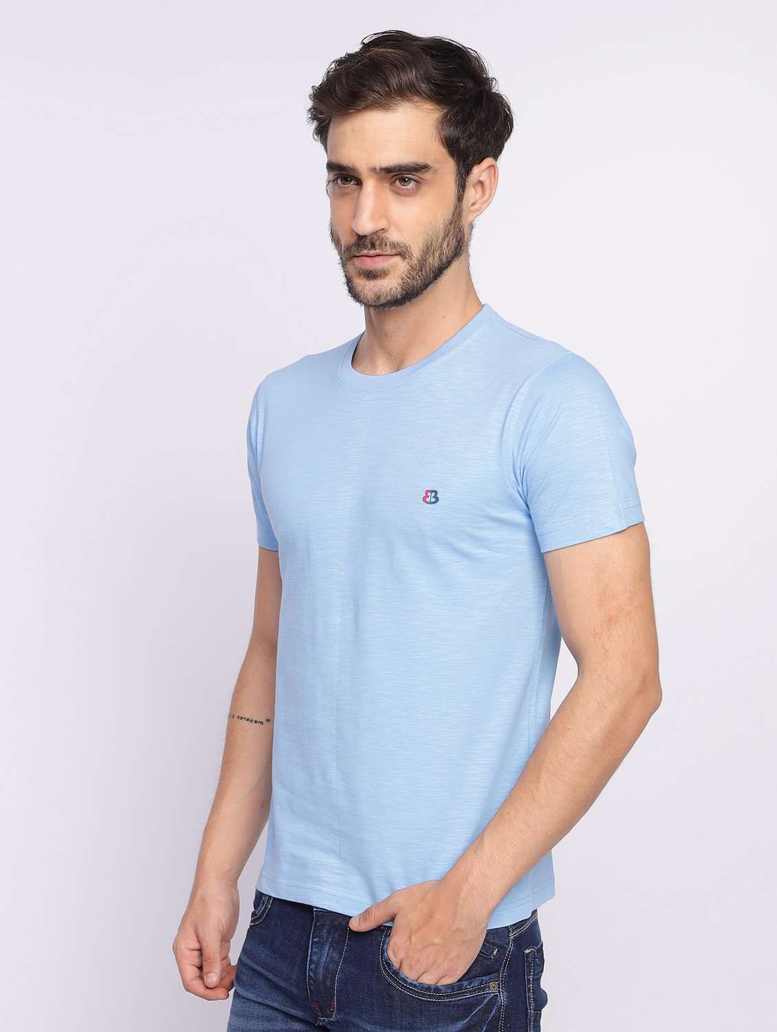 light blue plain short sleeve t-shirt - 20601490 -  Standard Image - 1