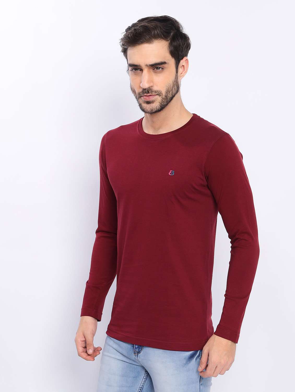 maroon plain long sleeve t-shirt - 20601500 - Standard Image - 1