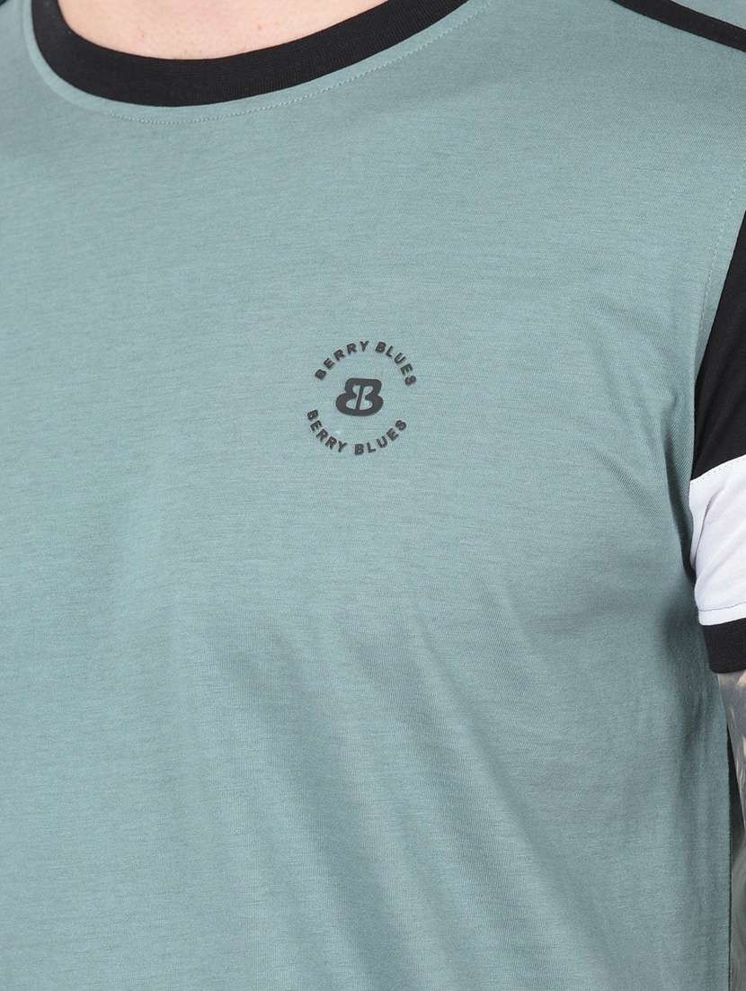 men color block round neck t-shirt - 20601510 -  Standard Image - 4