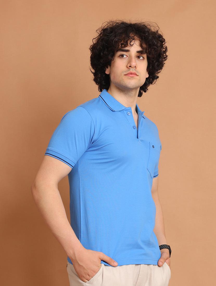 blue plain short sleeve t-shirt - 20601511 -  Standard Image - 1