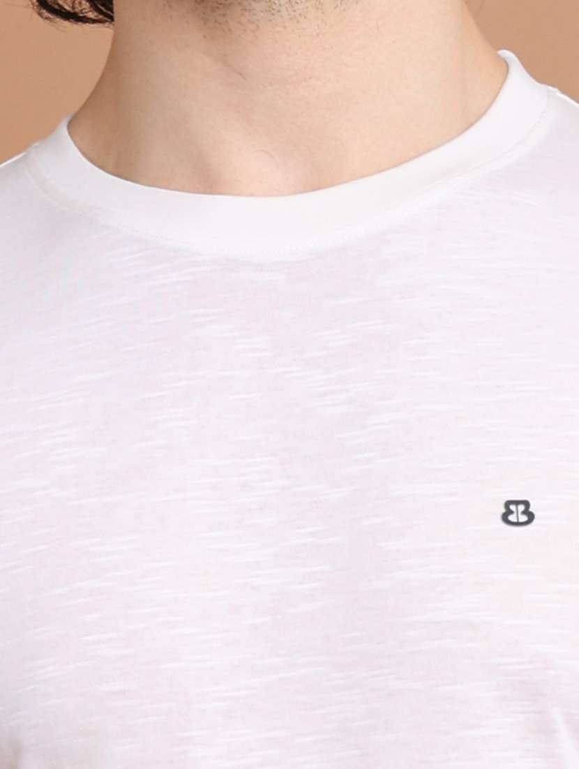 men white plain round neck t-shirt - 20601525 - Standard Image - 4
