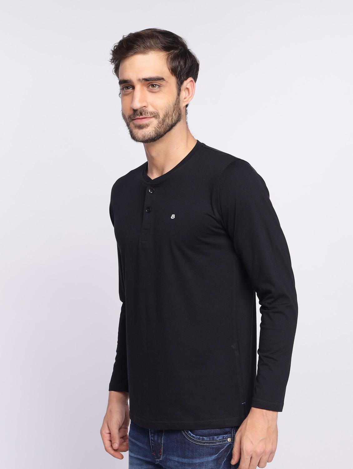 black plain long sleeve t-shirt - 20601550 -  Standard Image - 1