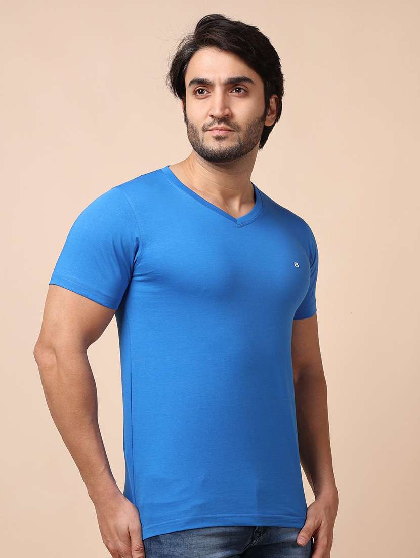 blue plain short sleeve t-shirt - 20601552 -  Standard Image - 1
