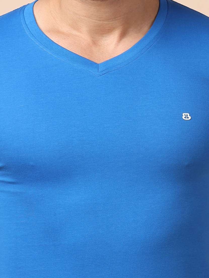 blue plain short sleeve t-shirt - 20601552 -  Standard Image - 4