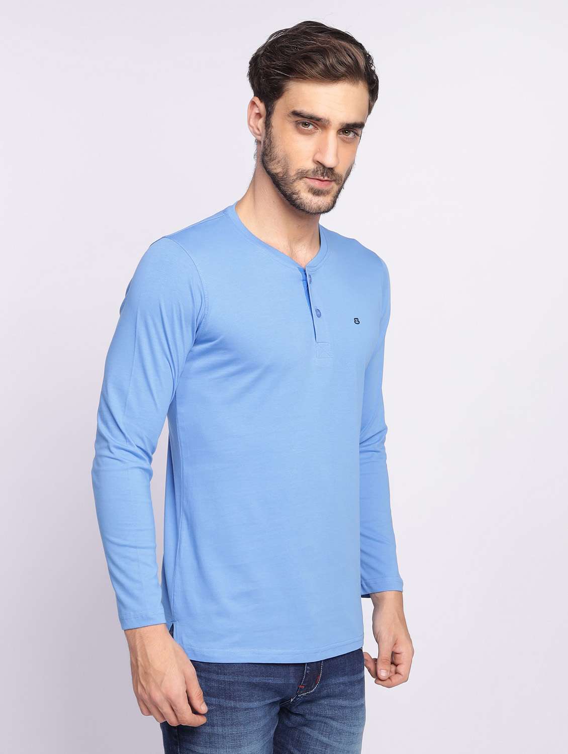 light blue plain long sleeve t-shirt - 20601562 -  Standard Image - 1