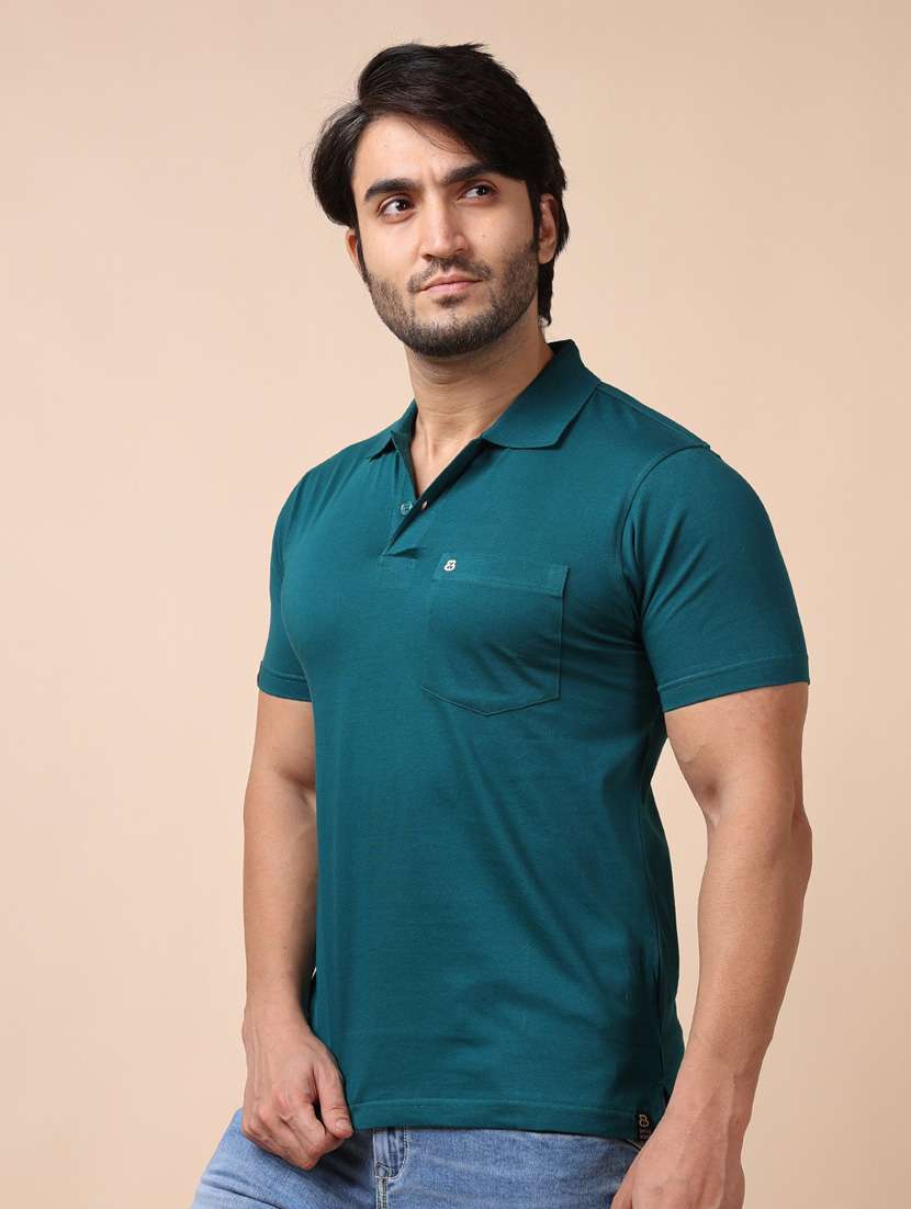 teal plain short sleeve t-shirt - 20601586 -  Standard Image - 1