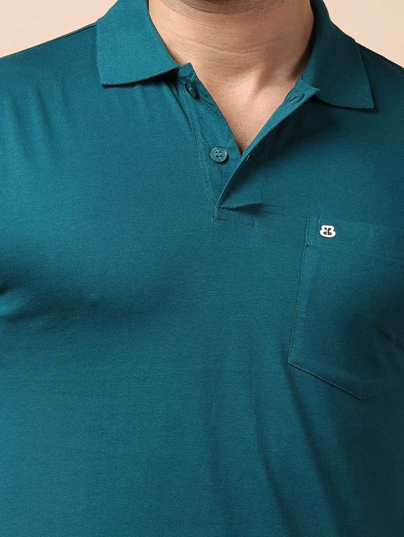 teal plain short sleeve t-shirt - 20601586 -  Standard Image - 4