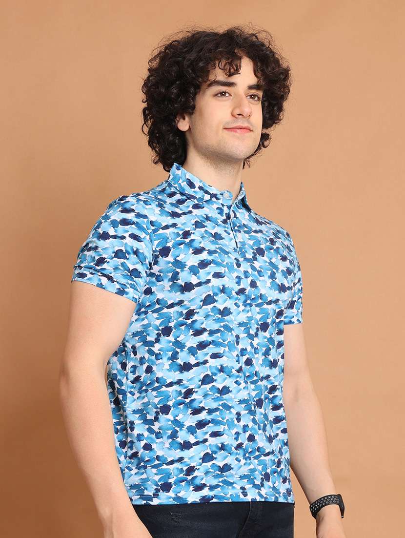 blue printed short sleeve t-shirt - 20601589 - Standard Image - 1