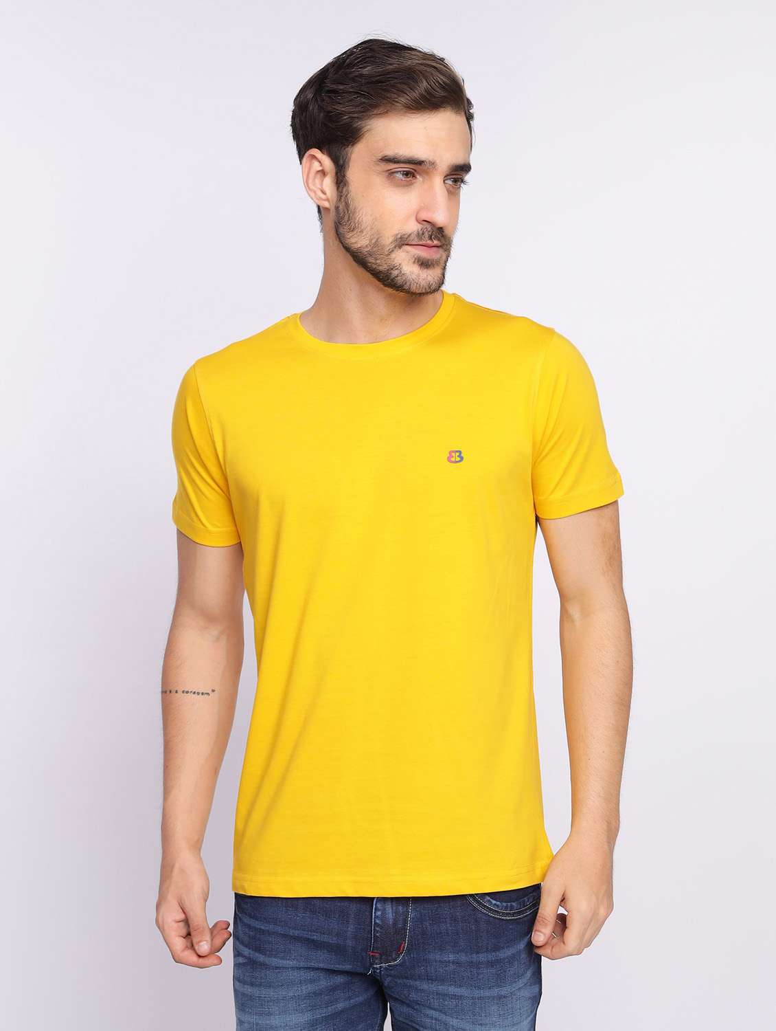 yellow plain short sleeve t-shirt