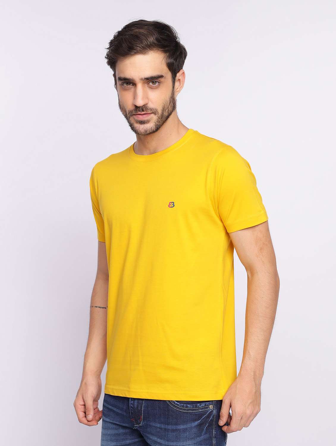 yellow plain short sleeve t-shirt - 20601591 -  Standard Image - 1
