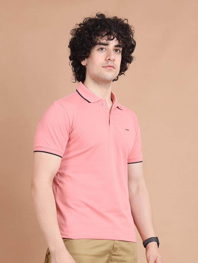 men pink plain short sleeve t-shirt - 20601609 - Standard Image - 1