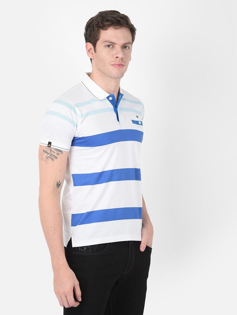 men white stipes polo neck t-shirt - 20601624 - Standard Image - 1