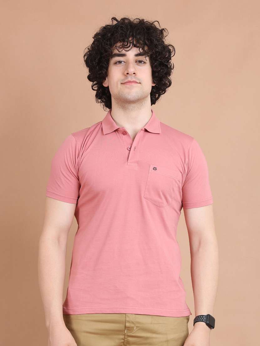 man polo neck solid t-shirt