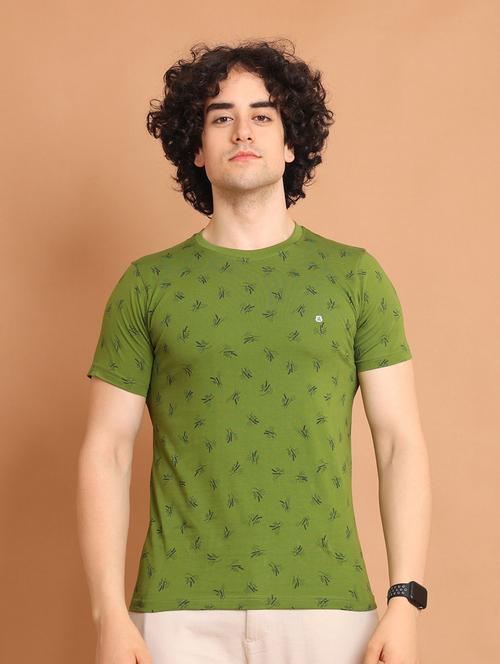 men printed round neck cotton t-shirt - 20601639 - Standard Image - 0