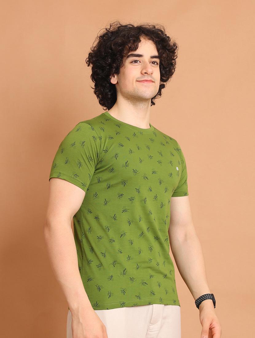 men printed round neck cotton t-shirt - 20601639 - Standard Image - 1