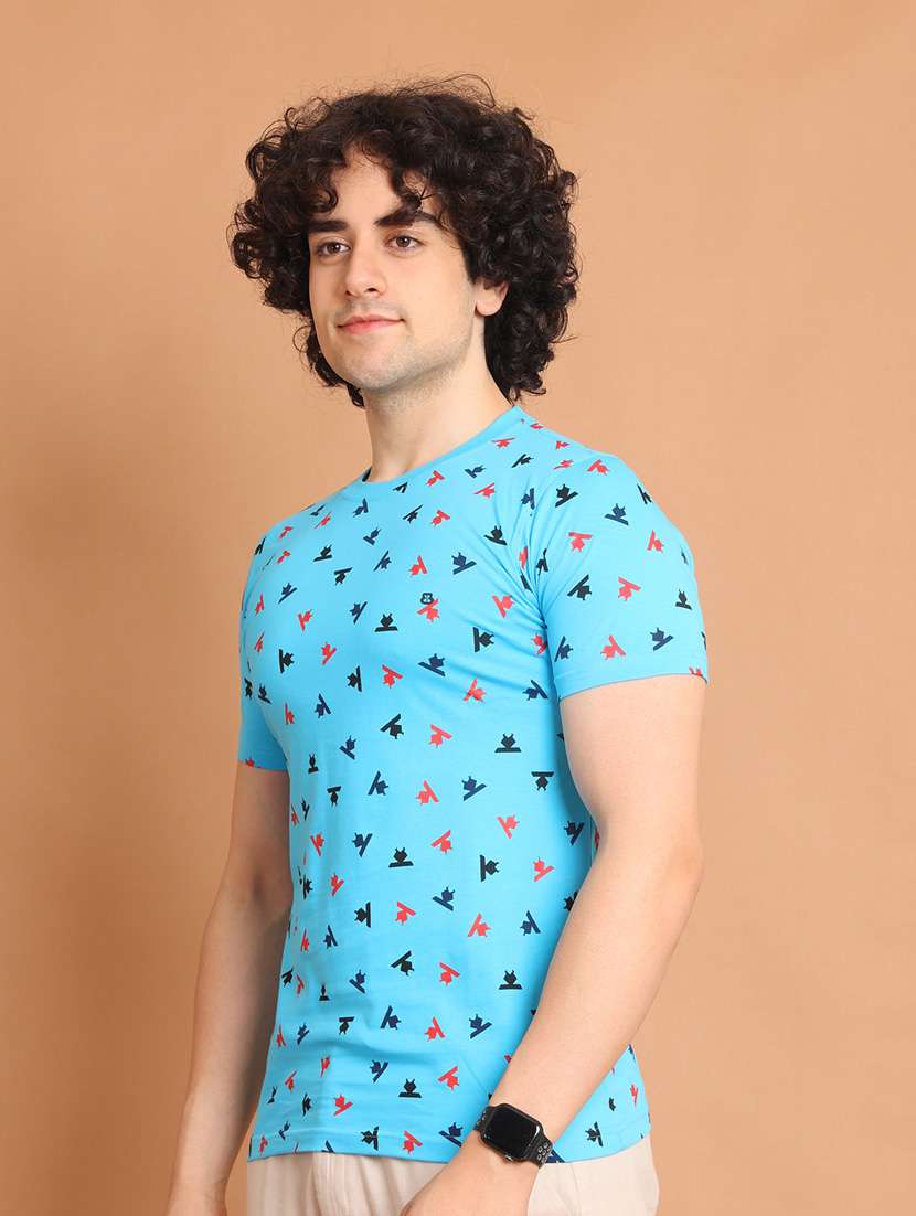 turquoise printed short sleeve t-shirt - 20601641 -  Standard Image - 1
