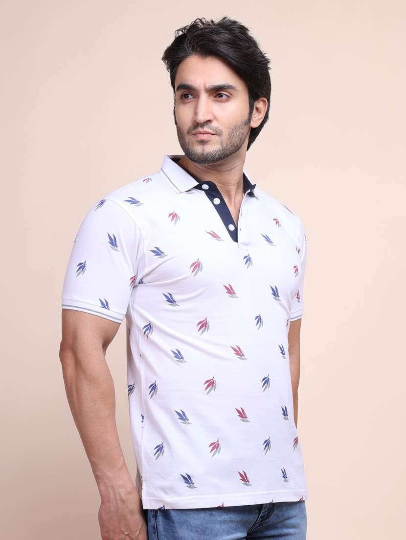 white printed short sleeve t-shirt - 20601642 -  Standard Image - 1