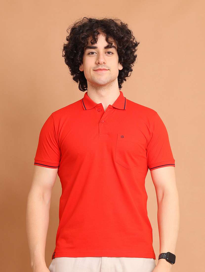 orange plain short sleeve t-shirt - 20601645 - Zoom Image - 0