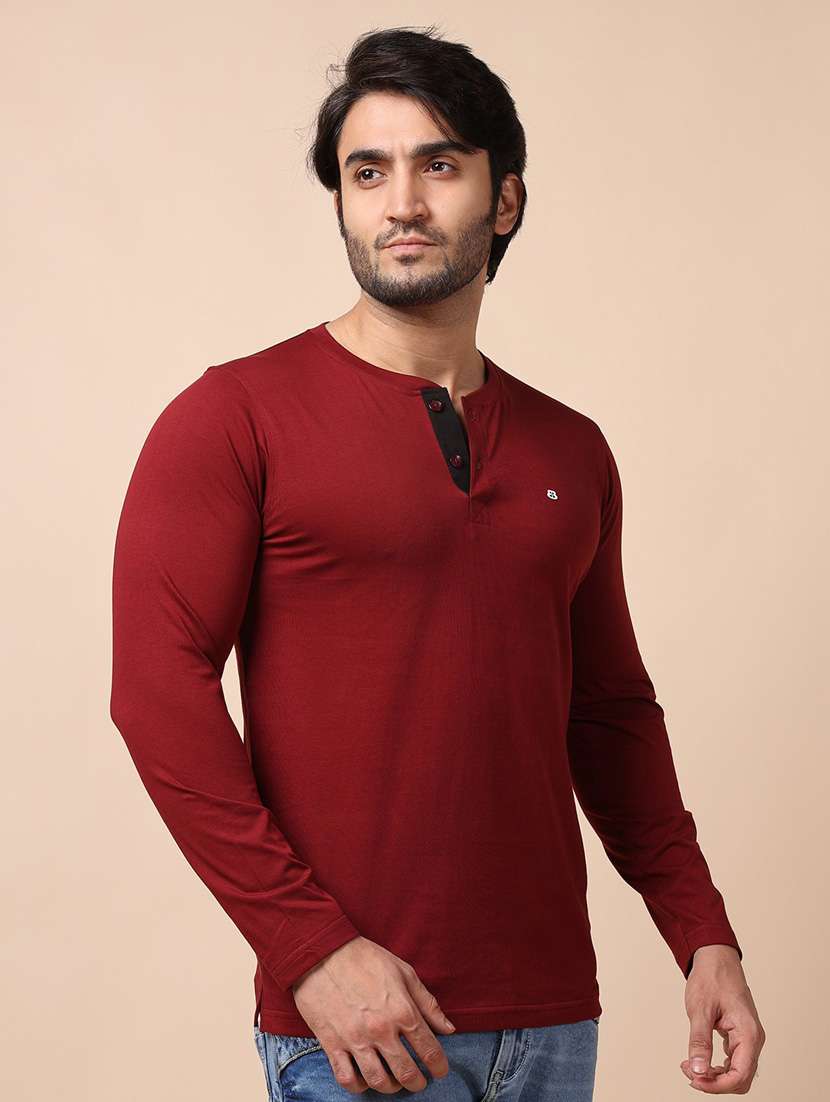 maroon plain long sleeve t-shirt - 20601648 -  Standard Image - 1