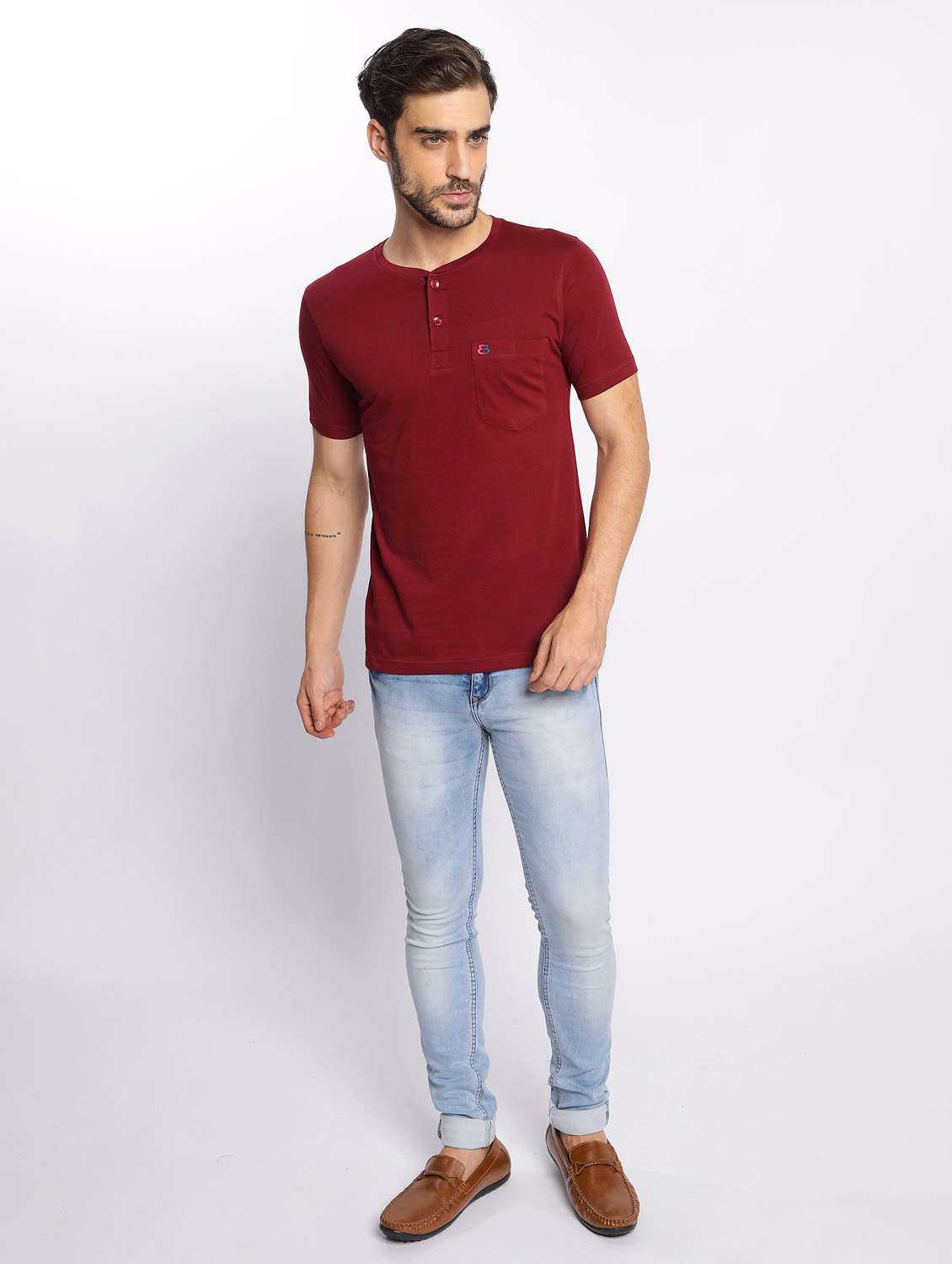 maroon plain short sleeve t-shirt - 20601649 -  Standard Image - 4