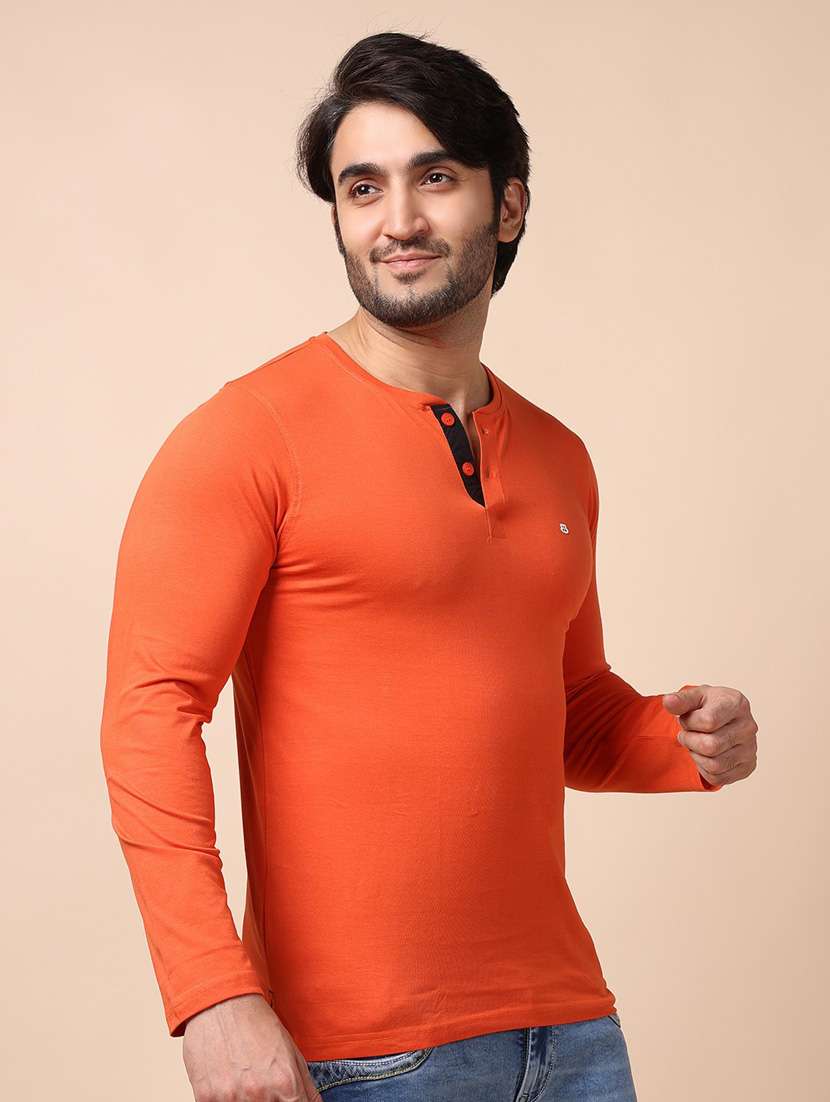 orange plain long sleeve t-shirt - 20601662 -  Standard Image - 1
