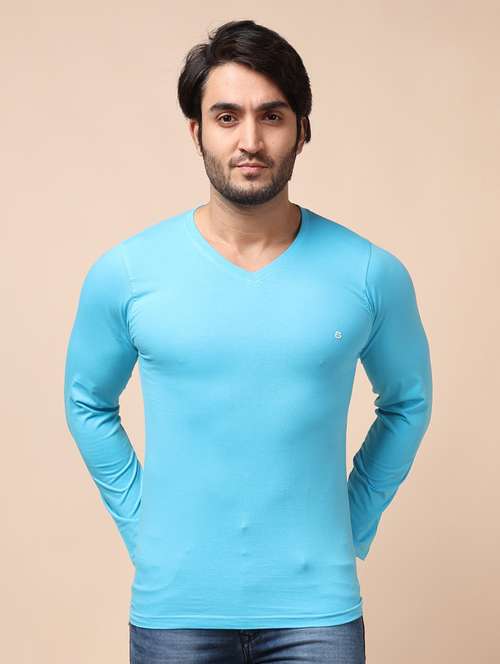 blue plain long sleeve t-shirt - 20601663 - Standard Image - 0