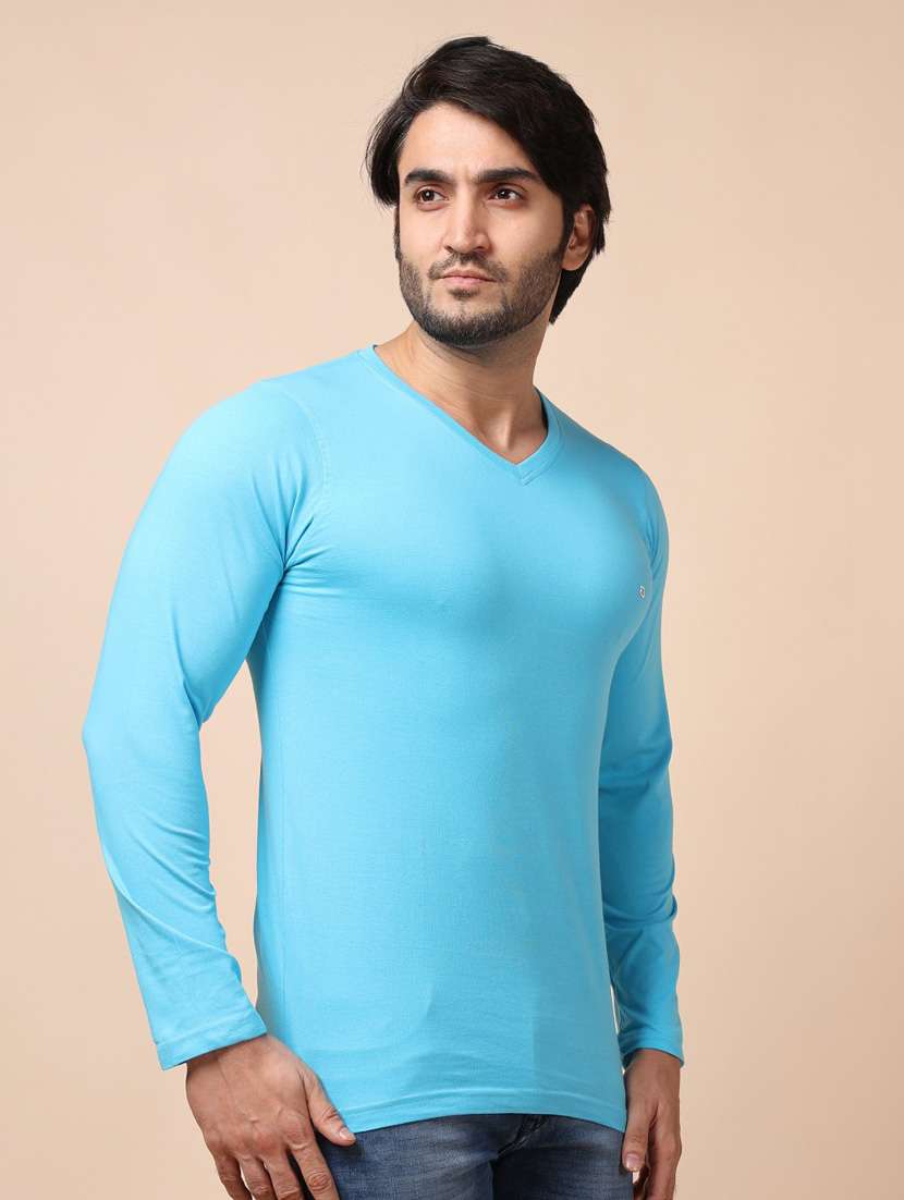 blue plain long sleeve t-shirt - 20601663 - Standard Image - 1