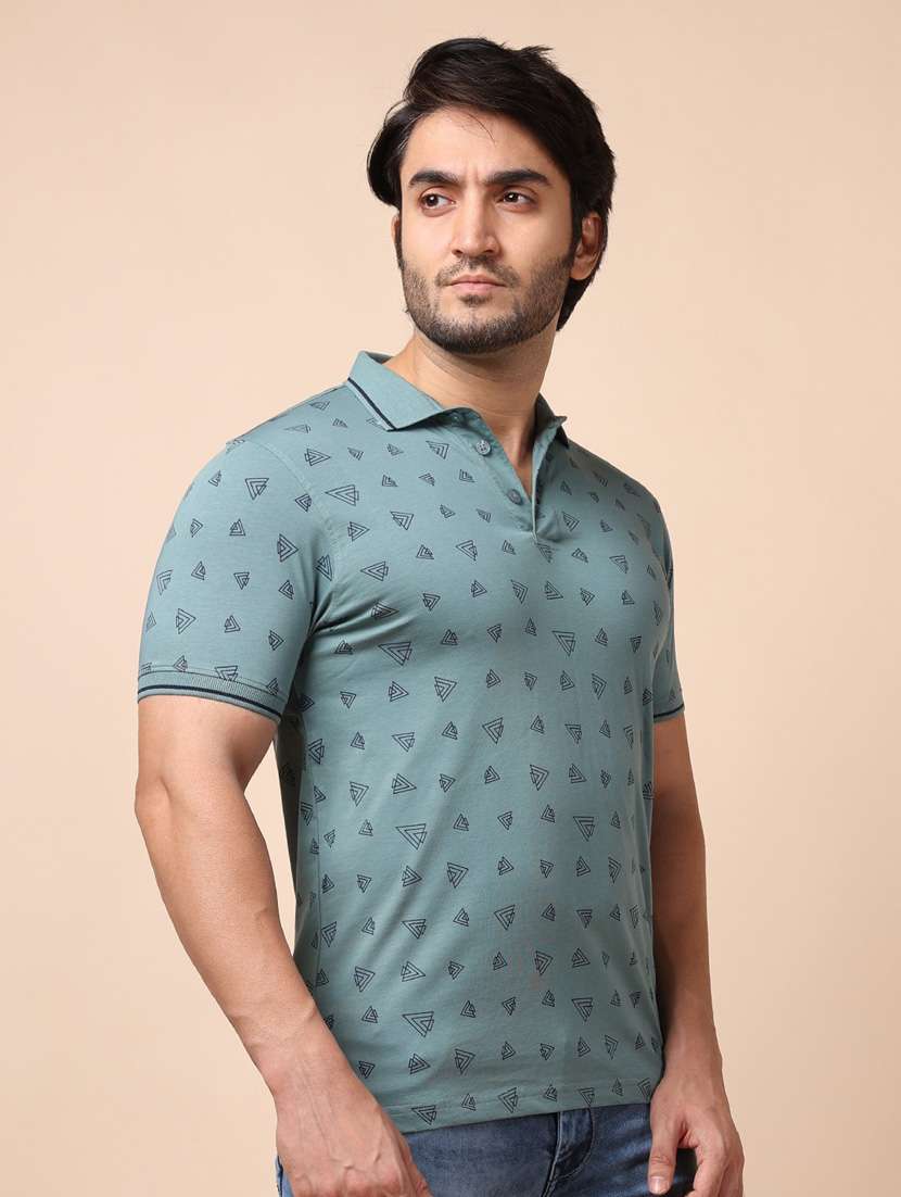 men green polo neck printed t-shirt - 20601665 - Standard Image - 1