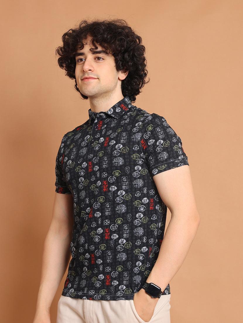 men printed short sleeve polot-shirt - 20601674 - Standard Image - 1
