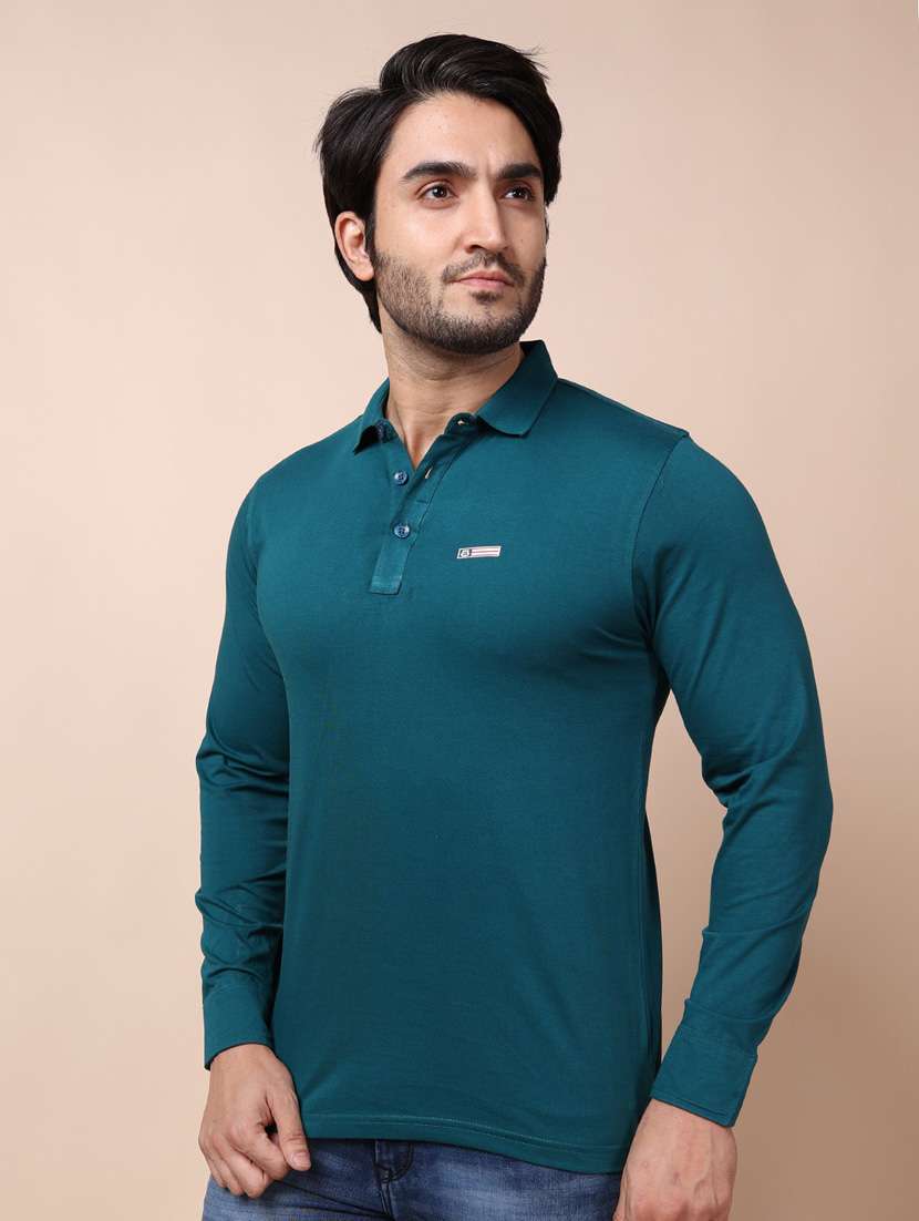 teal plain long sleeve t-shirt - 20601678 -  Standard Image - 1
