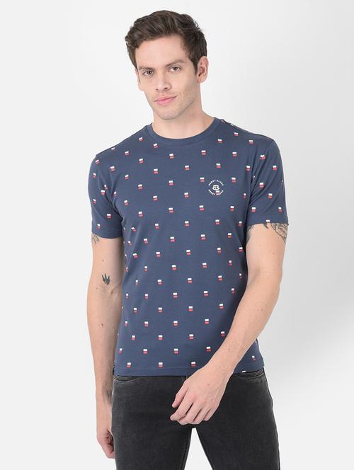 men blue round neck printed t-shirt - 20601706 - Standard Image - 0