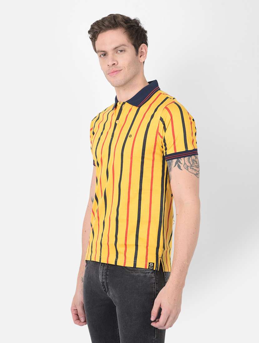 yellow striped short sleeve t-shirt - 20601708 - Standard Image - 1