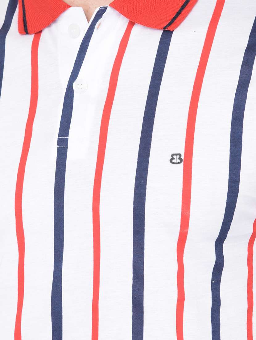 men multi color stripes polo neck t-shirt - 20601712 - Standard Image - 4