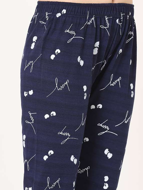 women navy blue printed cotton capri - 20602183 - Standard Image - 4